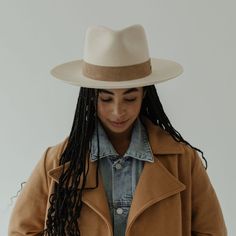 Holly blends two of our most beloved hats into one special silhouette. Miller’s semi-tall fedora crown paired with Monroe’s mid-length upturned brim makes this hat both bold + approachable. Featuring a hand-sewn suede band that’s easy to layer with other accessories. This is a style meant for all hat wearers from novices to pros. Named after our friend Holly, founder of Our Faux Farmhouse, who teamed up with us for this design. Style: Teardrop Rancher Fedora Materials: 100% wool Dimensions: Crow Our Faux Farmhouse, Faux Farmhouse, Short Brim Hat, Wide Brim Felt Hat, Gigi Pip, Floppy Hats, Wrap Hair, Fabulous Style, Rancher Hat