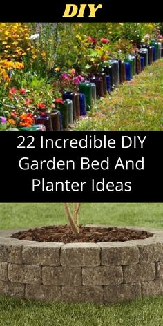 a garden bed and planter made out of recycled materials with text overlay that reads, diy 2 incredible diy garden bed and planter ideas