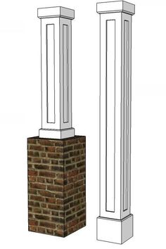 a man standing next to a tall brick pillar