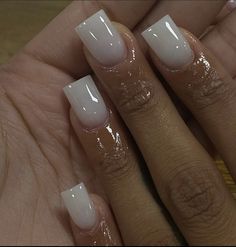 Off White Nails Short, Short Manicures Gel, Shortie Acrylic Nails Square, White Nails Glossy, Classic Nails Black Women, Nut Color Nails Short, Basic Shorties Nails, Sharp Square Nails Short, Nut Nails Acrylic