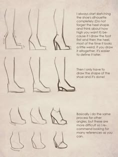 an instruction manual for how to draw high heel shoes