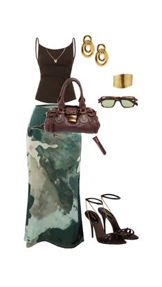 Sade Aesthetic Outfit, Jhene Aiko Style, Green And Brown Outfit, Ahs Style, Earthy Outfits, Chique Outfits, Swaggy Outfits, Adriana Lima, Mode Inspo