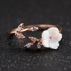 Rose Gold Plated Simulated Diamond Cute Rings, Pretty Rings, Fantasy Jewelry, Girly Jewelry, Simple Earrings, Stylish Jewelry, Pretty Jewellery, Cute Jewelry, Unique Rings