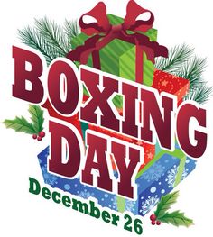 the boxing day logo with presents on it