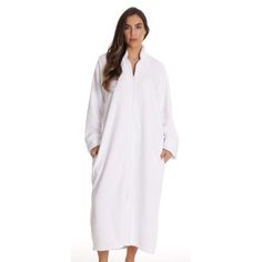 MAKE LOUNGING AN INCREDIBLY COZY AFFAIR Standout Comfort We just love giving you the comfiest and coziest clothing to lounge in! Its one of our lives calling really. And this zippered lounger robe highlights our passion for plush. Weve designed it using 100% polyester microfleece fabric thats known for its supreme softness, and given it a loose-fitting cut for unhampered movement. Slip into it after a long days work, snuggle in it on the couch, or don it as a housedress when doing those chores a Textured Aesthetic, Royal Purple Color, Love Store, Long Cut, Jacquard Pattern, Womens Robes, House Dress, Cozy Outfit, Easy Wear