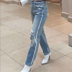 Frame*Layered Look Jean* Nwt* Never Worn* Please Know Your Size* Excellent Conditions* Rips And Tears Are By Designers Design* Look Jean, Straight Fit Denim, Frame Denim Jeans, Jean Color, Denim Branding, Tapered Jeans, Button Fly Jeans, Straight Leg Denim, Faux Leather Pants