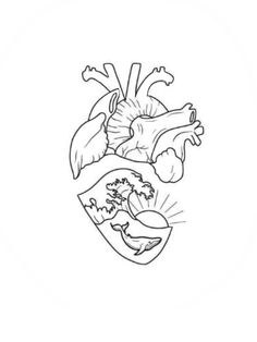 a drawing of a heart with waves coming out of it