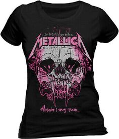 Find ideas๏ฟฝand inspiration for Metallica T Shirt Wherever I May Roam Official Ladies Fitted Licensed Tee NEW, women's tops Metallica T Shirt, Thrash Metal, Ladies T Shirt, High Quality T Shirts, Fashion Tees, Branded T Shirts, Black Tshirt, Womens Tees, Metallica