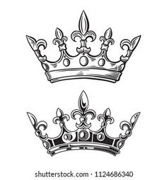 two crowns in black and white on a white background