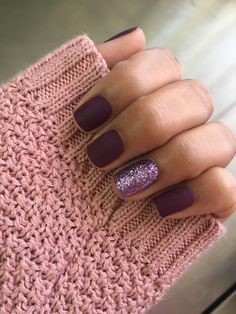 Square Matte Nails Design, Mat Glitter Nails, Mat Nail Art Designs, January Nail Designs Matte, Matte Black Nails With Accent Nail, Matte Nails With Glitter Accent, Matte With Glitter Nails, Mixed Matte And Shiny Nails, Navy Matte Nails Short