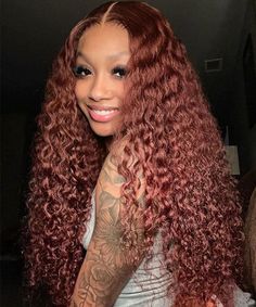 #33 Reddish Brown Water Wave 13x4 Lace Front Wig Auburn Color, Brown Water, 13x4 Lace Front Wig, Dark Auburn, Closure Wigs, Mom Hairstyles, Wave Wig, Brown Wig, Hair Quality