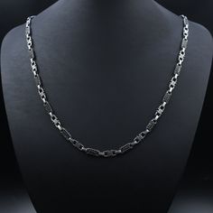 925 Sterling Silver 5.5MM Oxidized Chain Necklace, Cubic Zirconia Stone Decorated, Handmade Men's Necklace, Cable Silver Chain, Best Gift ✦ Details ✦ * Material: 925 Sterling Silver * Sides oxidized * Stamp: 925 * Chain Weight : 20 Inches = 26.50 Gr 22 Inches = 28.90 Gr 24 Inches = 31.40 Gr 26 Inches = 35.10 Gr ✦ Shipping ✦ * Processing time: 1-2 business days. * This item ships from my Turkish workshop in Istanbul. * Add your phone number in address box for a smoother delivery. That makes couri Black Sterling Silver Link Necklace, Black Sterling Silver Link Chain Necklace, Sterling Silver Black Box Chain Necklace, Black Sterling Silver Box Chain Necklace, Silver Chain Style, Luxury Gift Box, Men's Necklace, Cleaning Jewelry, Chain Styles