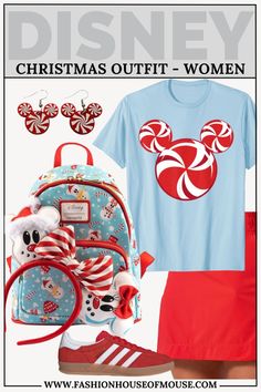 disney christmas outfit for women with red and blue accessories