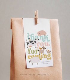 a brown paper bag with some animals on it