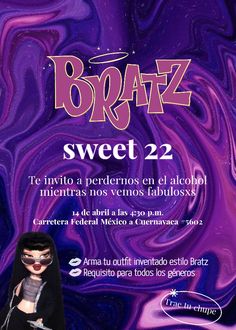 Invitación Bratz
Fiesta temática
Peda
Outfit Bratz Bratz Party Invitation, Bratz Themed Birthday Party For Adults, Brats Birthday Party Ideas, Bratz Birthday Party Ideas Decoration, Bratz Birthday Theme, Bratz Birthday Invitation, Bratz Party Outfit