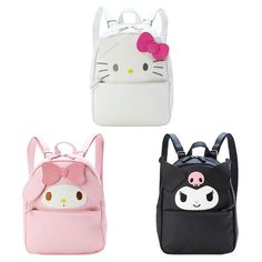 Sanrio Structured Mini Backpack Cute School Bags With Zipper Closure, Casual Shoulder Bag With Cute Design For Travel, Cute Student Bags With Zipper Closure, Cute Bags With Zipper Closure For Students, Cute Shoulder Backpack With Zipper Closure, Kawaii Softback Bags For Everyday Use, Everyday Kawaii Backpack, Trendy Cute Bags For Students, Casual Backpack With Cute Design