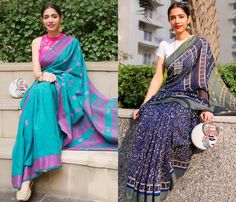 Get Some Cool Saree Styling Tips From This Instagrammer • Keep Me Stylish Top With Saree, Indigo Saree, Saree Styling, Keep Me Stylish, Miroslava Duma, Saree Blouse Patterns, Elegant Blouse Designs