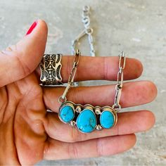 Navajo Melvin Francis Sterling Silver & Turquoise Three Stone Necklace! Condition: Brand New, Handmade! Stamped Sterling And Signed Francis! Gorgeous Craftsmanship! See Photos! Adjustable Between 19” - 20 3/4”! Retail $360! This Is Only For One Necklace, The Other Items Are Up Separately! I Have Multiple Native American, Navajo, Zuni, Taxco, Antique, Vintage, And Other Designer Items If You Want To Check Out My Closet! Sorry, No Trades! Same Day Shipping When Possible! New Items Posted Every Wee Southwestern Style Turquoise Gemstone Necklace, Vintage Navajo Jewelry, 14kt Gold Necklace, David Yurman Necklace, Clear Crystal Necklace, Native American Jewelry Navajo, Navajo Pearls, Large Pendant Necklace, Navajo Jewelry