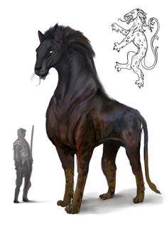 Chimera Concept Art, Fantasy Pet Art, Animal Rpg, Science Fiction Creatures, Griffin Mythical, Rpg Creatures, Mythical Creatures Fantasy, Beast Creature