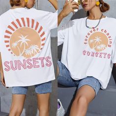 Summer Crew Neck T-shirt With Printing, Printed Short Sleeve T-shirt For Summer, White Tops With Sublimation Print For Summer, White Graphic Print Top For Summer, Summer Crew Neck Top With Printing, Summer Printed Crew Neck Top, White Printed T-shirt For Summer, White Screen Print Top For Vacation, White Screen Print Tops For Vacation