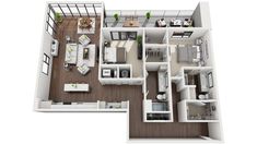 the floor plan of a two bedroom apartment