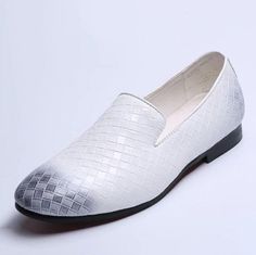 Department Name:Adult Item Type:casual shoes Shoes Type:Loafers Pattern Type:Solid Lining Material:PU Outsole Material:Rubber Fit:Fits true to size, take your normal size Upper Material:PU Model Number:Men Woven Dress Loafes Closure Type:Slip-On Feature:Massage,Breathable Season:Spring/Autumn Insole Material:PU Quality:Good Quality Handmade Dress Loafers Style:Knit Weave Loafers Casual Pointed Toe Dress Shoes For Spring, White Synthetic Leather Slip-on Shoes, White Smart Casual Oxfords For Business, Casual White Oxfords For Business, Casual White Slip-on Oxfords, White Casual Pointed Toe Leather Shoes, Casual White Flat Oxfords, Casual Slip-on Pointed Toe Dress Shoes, White Slip-on Dress Shoes For Spring