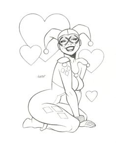 Harley Quinn Coloring Pages, Harley Quinn Print, Harley Quinn Dc Comics, Harley Quinn Tattoo, Arte Pin Up, Harley Quinn Drawing, Harley And Joker, Joker Harley, Harley Quinn Art