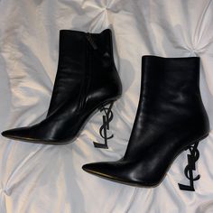 Ysl Opyum Booties In Black Smooth Leather. Purchased For $2,000. Only Used Them 4 Times And Have Been In Storage Since. Size 40 Can Be Worn By Size 9/9.5 Ladies Or Even Down To 8 If Needed. Actually Very Comfortable And A Big Statement. Shoes Ysl, Yves Saint Laurent Shoes, Saint Laurent Shoes, Shoes Heels Boots, Smooth Leather, Shoes Women Heels, Yves Saint Laurent, Saint Laurent, Shoes Heels