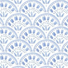 a blue and white watercolor fan pattern