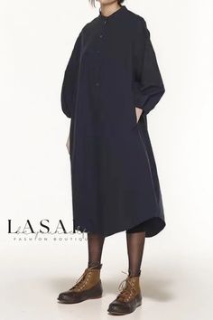 Lasaky - Exquisite A-Line Dress with Vintage Lantern Sleeves Elegant Long Sleeve Oversized Dress, Elegant Oversized Dress For Fall, Elegant Long Sleeve Oversized Midi Dress, Elegant Oversized Spring Dress, Elegant Oversized Spring Midi Dress, Elegant Oversized Midi Dress For Daywear, Elegant Oversized Midi Dress For Work, Oversized Fall Dress For Workwear, Oversized Fall Workwear Dress