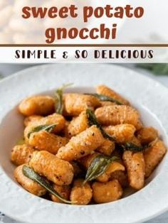 sweet potato gnocchi recipe in a white bowl