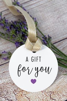 a gift for you tag with lavender flowers