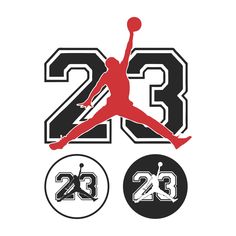 the air jordan 23 logo is shown in black and white, with two different colors