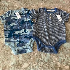 New With Tags! Two Baby Gap Bodysuit Onesies. Both 6-12m And 100% Cotton. Blue Camo Print With Bear/Baby Gap Logo Tag On Side. Blue Striped Has Button Henley Neck And Baby Gap Logo Tag On Side. From A Smoke-Free/Pet Friendly Home. Thanks For Looking! Check Out My Other Listings To Bundle! Casual Cotton Onesie By Gap, Casual Gap Cotton Onesie, Gap Casual Cotton Onesie, Cute Blue Short Sleeve Bodysuit For Summer, Fitted Blue Short Sleeve Bodysuit For Playtime, Blue Short Sleeve Onesie For Playwear, Blue Short Sleeve Onesie For Playtime, Blue Cotton Bodysuit For Playtime, Blue Cotton Bodysuit For Playwear