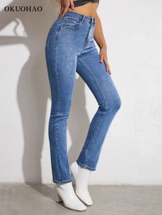 Brand Name: OkuohaoMaterial: CottonMaterial: PolyesterMaterial: SpandexWaist Type: HIGHLength: Full LengthDecoration: PocketsDecoration: Fake ZippersDecoration: WashedOrigin: CN(Origin)Jeans Style: Pencil PantsAge: Ages 18-35 Years OldModel Number: NF3873Item Type: JEANSGender: WOMENRelease Date: Spring 2022Thickness: RegularStyle: CasualFabric Type: Cotton elastic denimClosure Type: Zipper FlyFit Type: skinnyWash: Sand WashWash: Monkey WashSKINNY JEANS FOR WOMEN: Skinny Women Jeans flatterTREND Slim Stretch Blue Pants, Blue Slim Stretch Pants, High Stretch Blue Jeans, High Stretch Blue Elastane Jeans, Slim Stretch Blue Bottoms, Blue High Stretch Straight Leg Pants, High Waist Blue Elastane Jeans, High Stretch Blue Straight Leg Pants, Tight Straight Leg Blue Jeans