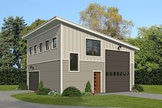 a two car garage is shown in this rendering