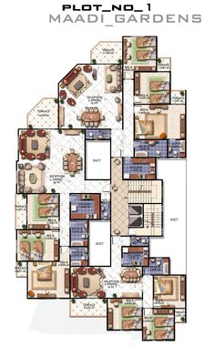 the floor plan for a multi - family home with multiple living areas and two bathrooms