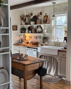 the kitchen is clean and ready to be used for cooking or dining room decorating