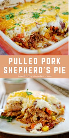 pulled pork shepherd's pie on a plate