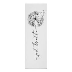 a black and white bookmark with dandelions in the middle that says, happy new year