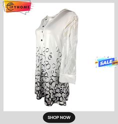 Women's Shirt Blouse White Graphic Button Print 3/4 Length Sleeve Daily Weekend Streetwear Casual V Neck Regular S Organza Top, Streetwear Casual, Simple Shirts, Blouse White, Women Shirts Blouse, Fall Shirts, Office Ladies, Mid Length, Women's Shirt