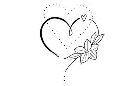 a heart with a flower on it and the word i love you written in black ink