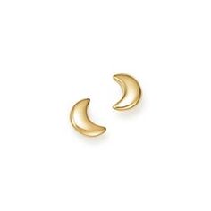 14k Gold Crescent Moon Charm Earrings, Crescent 14k Yellow Gold Earrings, Elegant Yellow Gold Moon Phase Earrings, Moon Stud Earrings, Gold Crescent Moon, Moon Studs, Exclusive Jewelry, Shine Bright, Crescent Moon