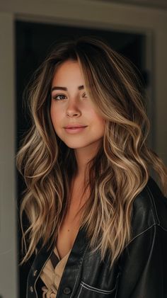 26 Gorgeous Balayage Highlights Hairstyles You'll Love In 2024 Medium Length Haircut With Layers Balayage, Long Hairstyles Balayage, Partial Balayage Face Framing, Blonde Balayage For Brown Eyes, Level 7 Hair Balayage, Sparse Highlights Brown Hair, Brunette With Full Blonde Highlights, Balayage Hair With Lowlights, Summer Baylage 2024