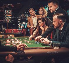 a group of people playing roulejack in a casino - stock photo - images