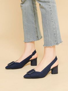 Women High-Heeled Sandals With Buckle, Pointed Toe, Shallow Mouth, Solid Color, Thick Heel, Casual Large Size, Breathable Fabric, High-Heeled Shoes Blue Elegant        Women Shoes, size features are:Bust: ,Length: ,Sleeve Length: Thick Heels, Blue Shoes, High Heel Sandals, Elegant Woman, Women's Pumps, High Heel Shoes, Breathable Fabric, Sandals Heels, Length Sleeve