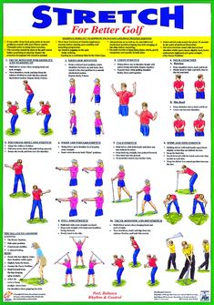 a poster with instructions on how to do stretching for better golf