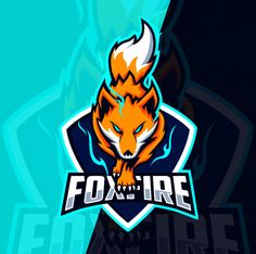 the fox logo is shown on a blue and black background with an orange flame coming out of it