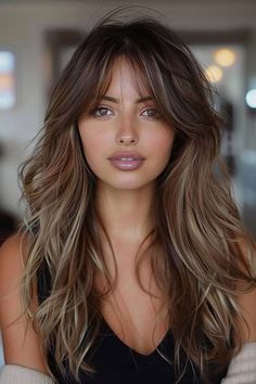 Waves With Curtain Bangs, Rambut Brunette, Boring Hair, Long Brown Hair, Long Hair With Bangs, Hair Color And Cut, Haircuts For Long Hair, Long Wavy Hair, Curtain Bangs