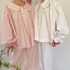 New in 🫶🏻 Night Suit For Women, Nightgown Pattern, Polka Dots Outfit, Cute Pjs, Pajama Fashion, Cute Pajama Sets, Cute Pajamas, Sporty Chic, Red Dots